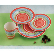 Set 3 Color Glazed Stoneware Dinnerware (set)